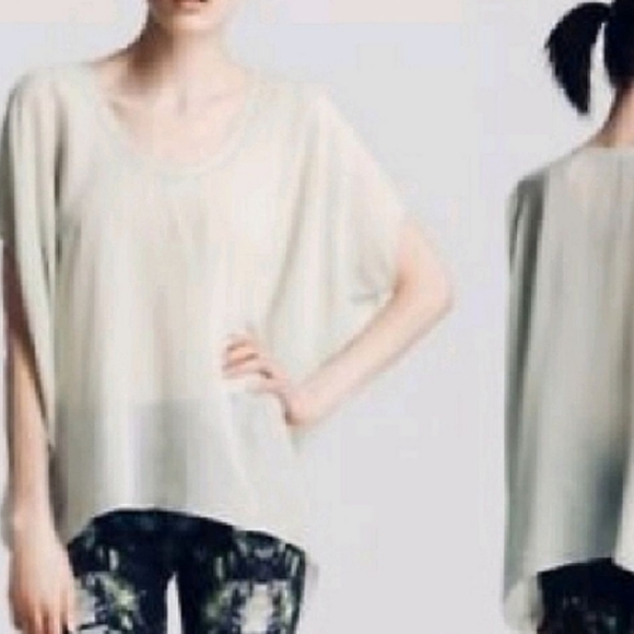 HELMUT LANG Green Oversized Asymetrical Dolman Blouse Sz M - Picture 1 of 6